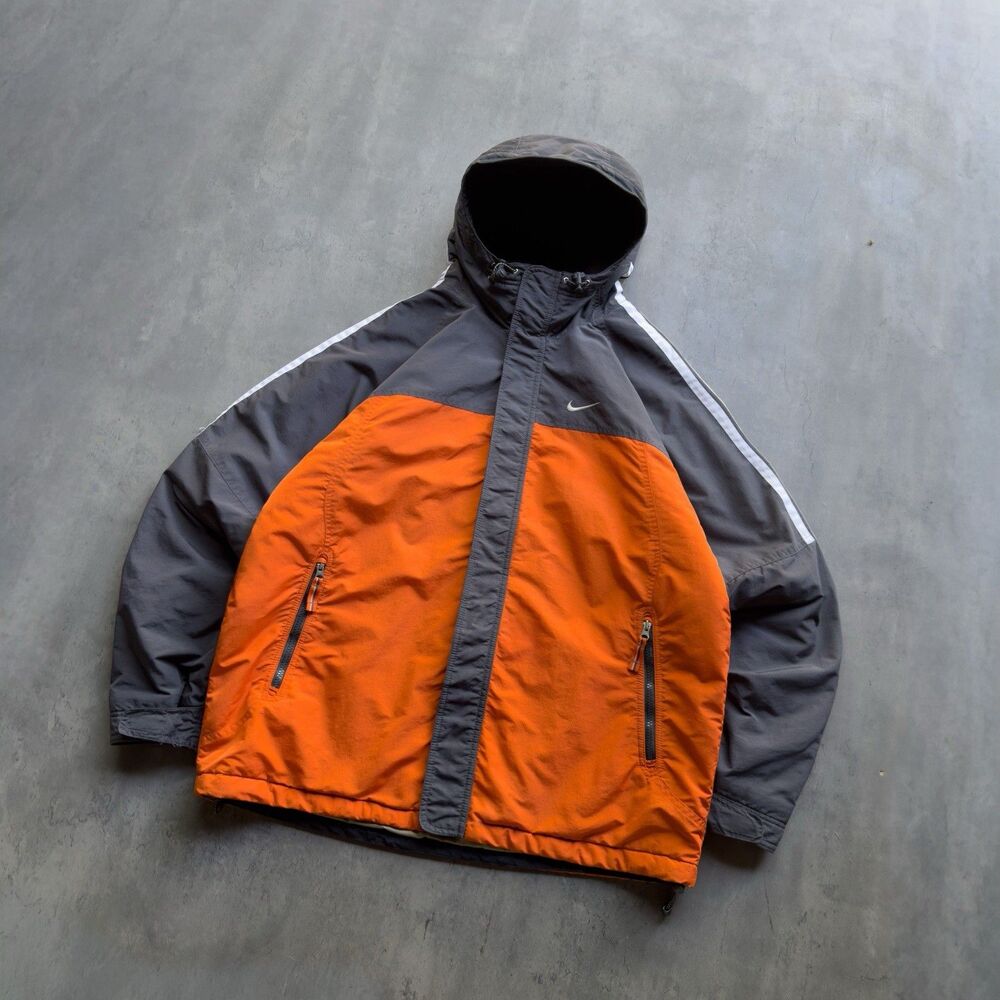 Vintage 90s Nike Ski Jacket NME 920220KL4 Men’s L Orange Gray Nylon Hooded